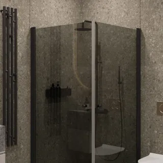 Душевой уголок на монопетле by Deonria U-90-89-6-G-B 90x89см чёрный/графит